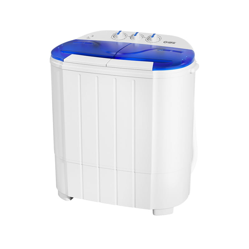 Mencuci dan mengeringkan mesin cuci bak kembar terpisah