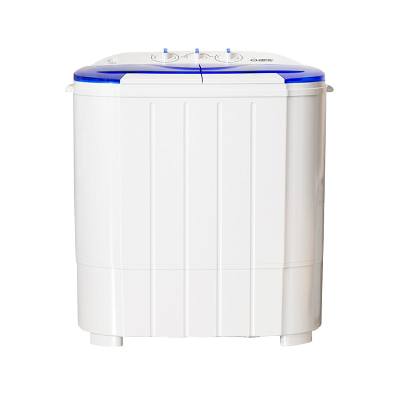 Mencuci dan mengeringkan mesin cuci bak kembar terpisah