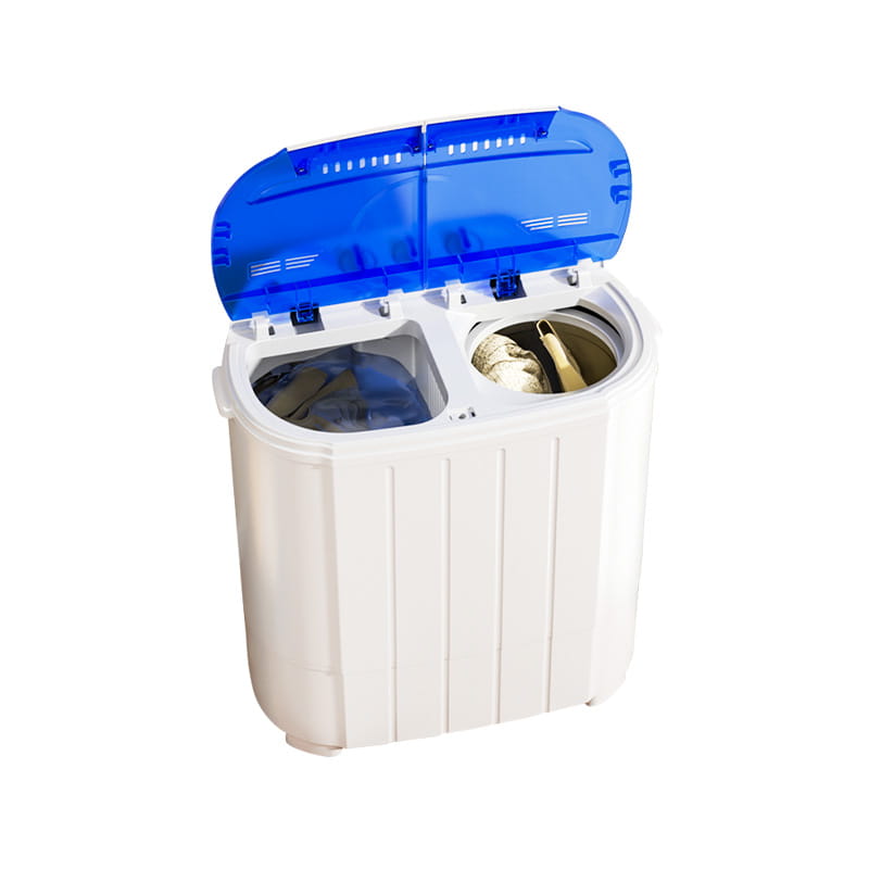 Mencuci dan mengeringkan mesin cuci bak kembar terpisah